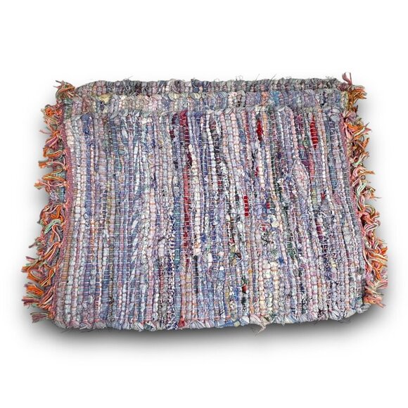 4 Vintage Handwoven Rag Rug Placemats Boho Style Cotton Set 19"x14" EUC Rustic - Picture 8 of 10